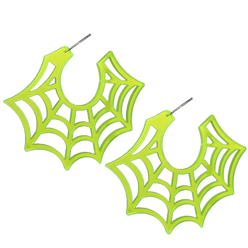 Wholesale 2 Pairs/pack Halloween Spider Web Fluorescent Retro Earrings